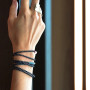 Collier et Bracelet 6 tours Nadège Navy Blue, Têtes Blondes