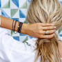 Collier et Bracelet 6 tours Black Panther Slim, Têtes Blondes