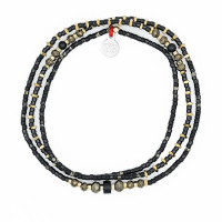 Collier et Bracelet 3 tours Black Panther Slim, Têtes Blondes