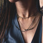 Collier et Bracelet 3 tours Black Panther Slim, Têtes Blondes