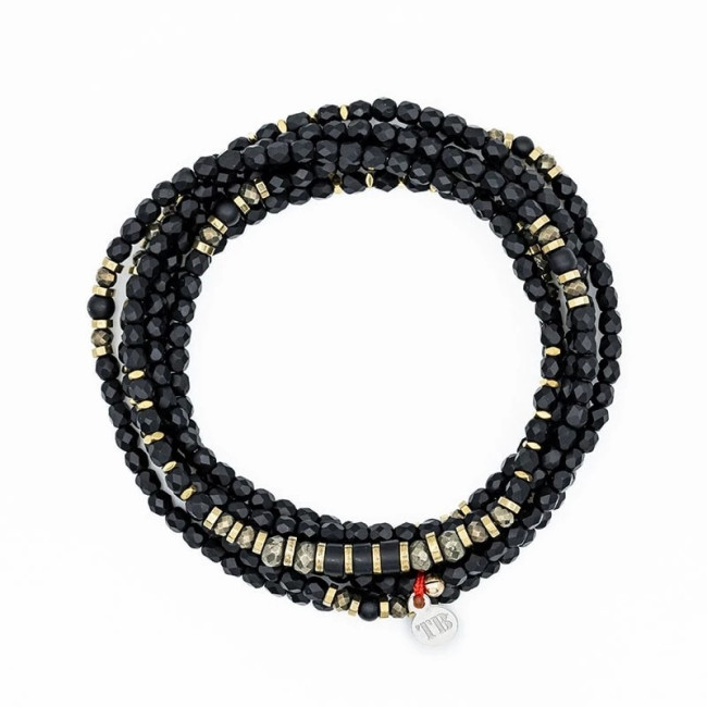 Collier et Bracelet 6 tours Black Panther, Têtes Blondes