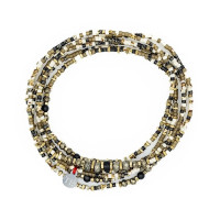 Collier et Bracelet 6 tours Python Slim, Têtes Blondes