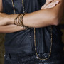 Collier et Bracelet 6 tours Python Caramel, Têtes Blondes