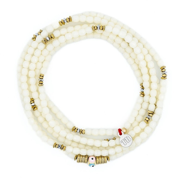 Collier et Bracelet 6 tours Nazar Vanille, Têtes Blondes