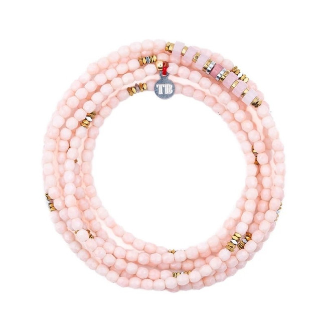 Collier et Bracelet 6 tours New Vir Rose Guimauve, Têtes Blondes