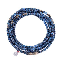 Collier et Bracelet 6 tours Gabrielle Denim Marbré, Têtes Blondes