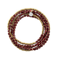 Collier et Bracelet 6 tours Caroline Rouge Cerise, Têtes Blondes