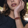 Collier et Bracelet 6 tours Caroline Rouge Cerise, Têtes Blondes