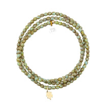 Collier et Bracelet 3 tours Trèfle Gold, Têtes Blondes