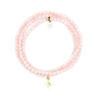 Collier et Bracelet 3 tours Polaire Rose Guimauve, Têtes Blondes