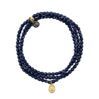 Collier et Bracelet 3 tours Madone Bleu Navy, Têtes Blondes