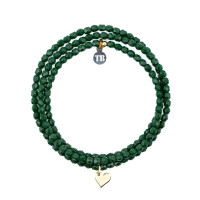 Collier et Bracelet 3 tours Coeur Vert Forêt, Têtes Blondes