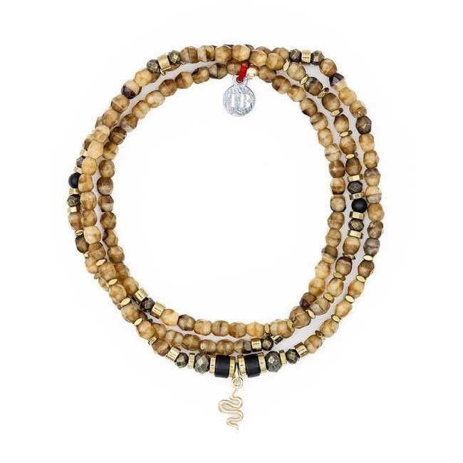 Collier et Bracelet 3 tours Ana Caramel, Têtes Blondes