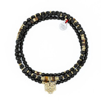 Collier et Bracelet 3 tours Rocky Brun, Têtes Blondes