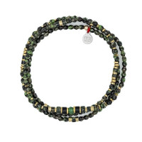 Collier et Bracelet 3 tours Dundee Jaspe Kambala, Têtes Blondes