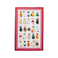 Torchon en coton Christmas Cats in Waiting, Ulster Weavers