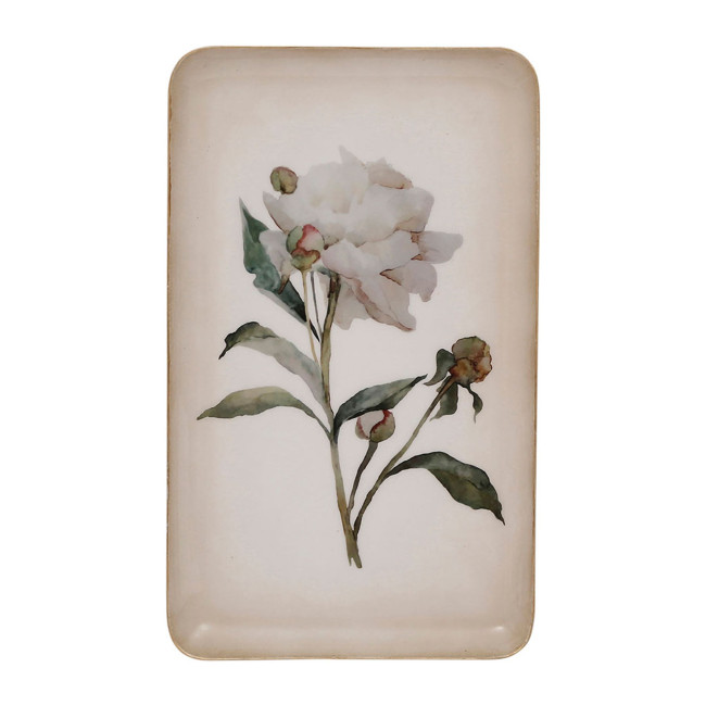 Plateau en fer 15 x 25 cm Pivoine, Côté Table