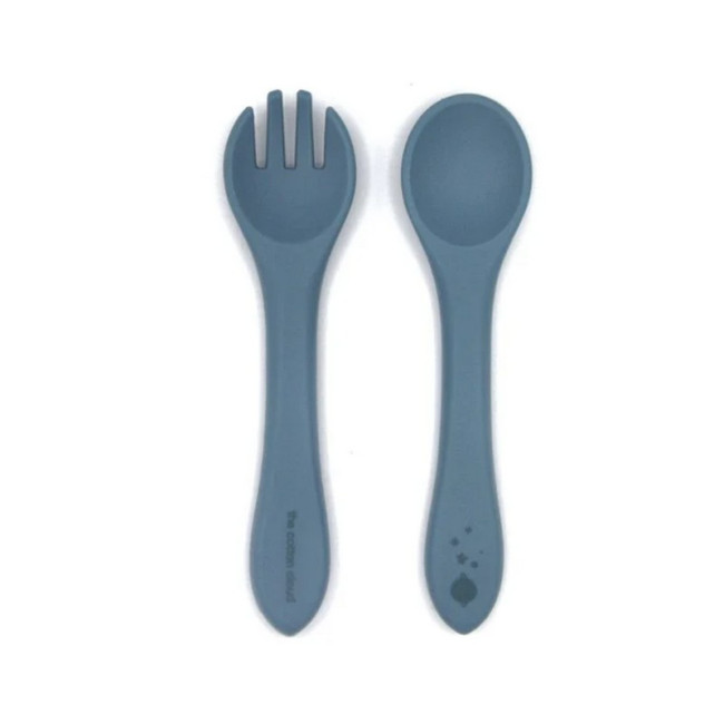 Set de cuillère et fourchette colorées en silicone, The Cotton Cloud