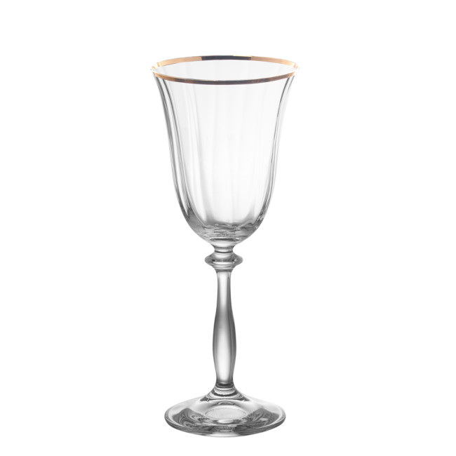 Coffret 6 verres à pied Angela filet Or, Crystal Bohemia