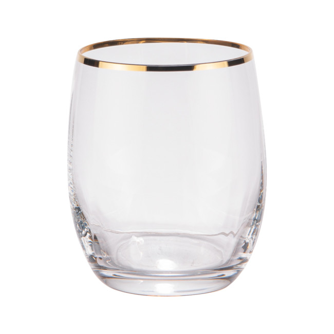 Coffret 6 gobelets Waterfall Filet Or, Crystal Bohemia