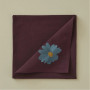 Serviette de table brodée Coup de Foudre Prune, Sylvie Thiriez