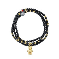 Collier et Bracelet 3 tours Doudou Dédé Noir, Têtes Blondes