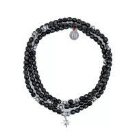 Collier et Bracelet 3 tours Starlight Silver Noir, Têtes Blondes