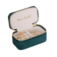 Mini Boîte à Bijoux de Voyage Marie Velours Côtelé Vert, Maison Scarlett