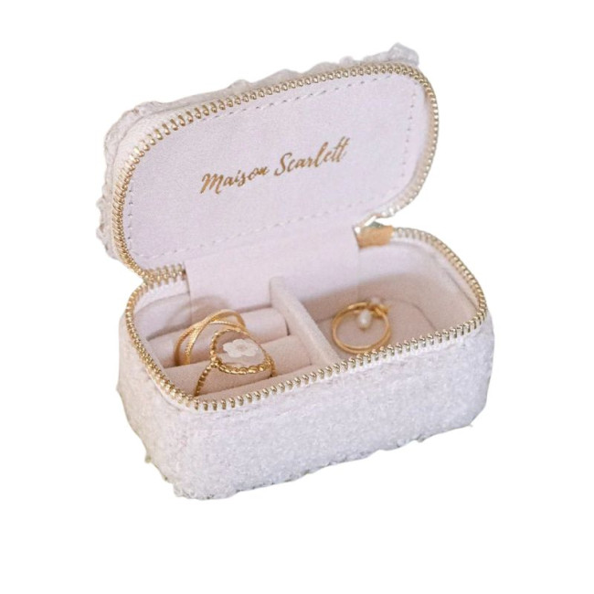 Mini Boîte à Bijoux de Voyage Marie Moumoute Blanc, Maison Scarlett