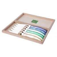 Coffret 6 couteaux à steak Berlingot panaché Bleu Vert, Claude Dozorme