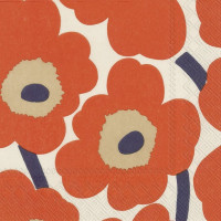20 serviettes en papier Unikko Rouge Crème, Ihr