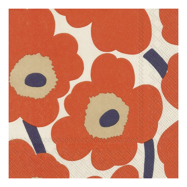 20 serviettes en papier Unikko Rouge Crème, Ihr
