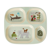 Assiette 4 Compartiments Menthe Wildlife Print, Rice
