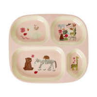 Assiette 4 Compartiments Rose Wildlife Print, Rice