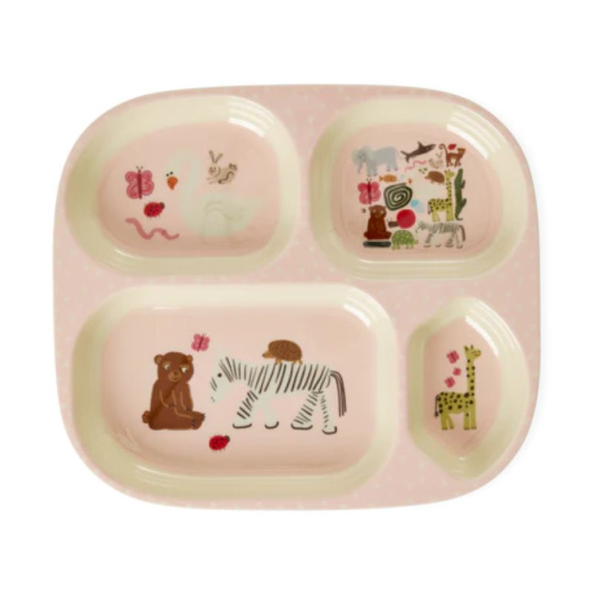 Assiette 4 Compartiments Rose Wildlife Print, Rice