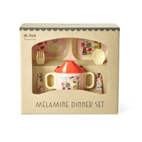 Coffret 4 pièces en mélamine Rose Wildlife Print, Rice