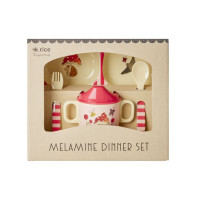 Coffret 4 pièces en mélamine Rose Happy Forest Print, Rice