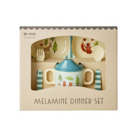 Coffret 4 pièces en mélamine Bleu Happy Forest Print, Rice
