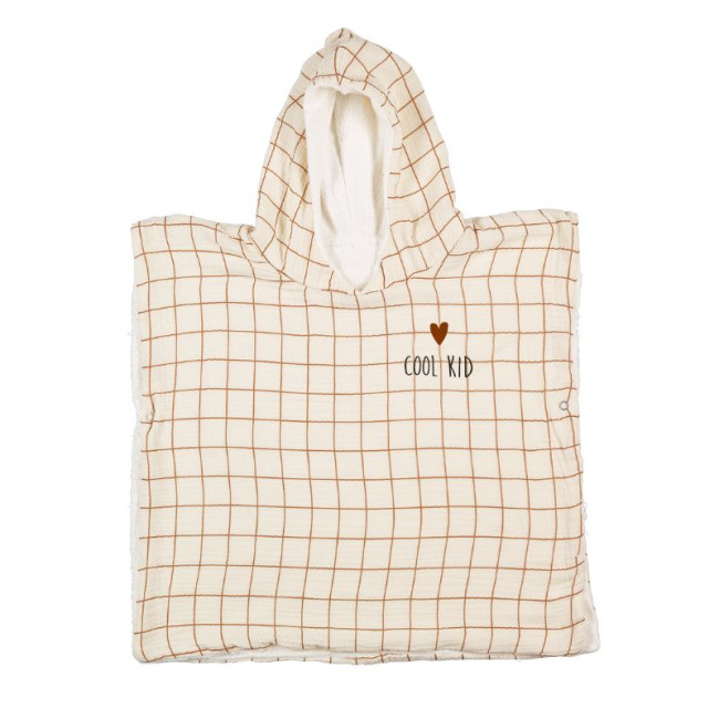 Poncho 3/6 ans en Gaze de coton Grands Carreaux, Atelier Wagram