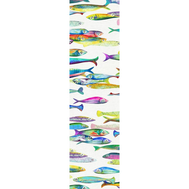 Chemin de table Poisson bleu blue, Tessitura Toscana Telerie