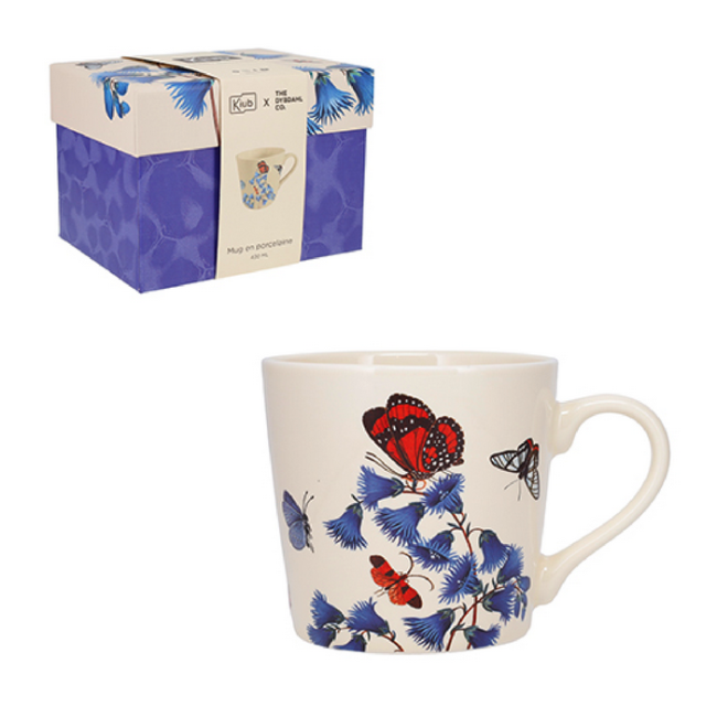 Mug XL 43 cl Fleurs Papillons Bleu, Kiub