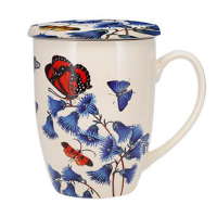 Tisanière 38cl Fleurs Papillons Bleu, Kiub