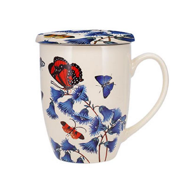 Tisanière 38cl Fleurs Papillons Bleu, Kiub