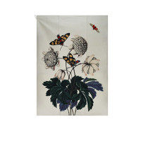 Torchon Encyclopedia Fleurs Papillons Vert, Kiub