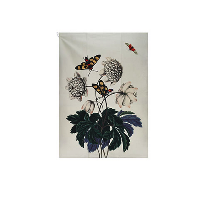 Torchon Encyclopedia Fleurs Papillons Vert, Kiub