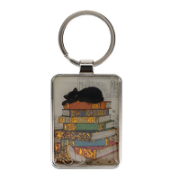 Porte Clés rectangle Bug Art Chat Livres, Kiub