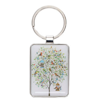 Porte Clés rectangle Oiseaux Arbre, Kiub