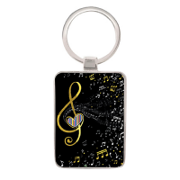 Porte Clés rectangle Bug Art Jewels Note de Musique, Kiub