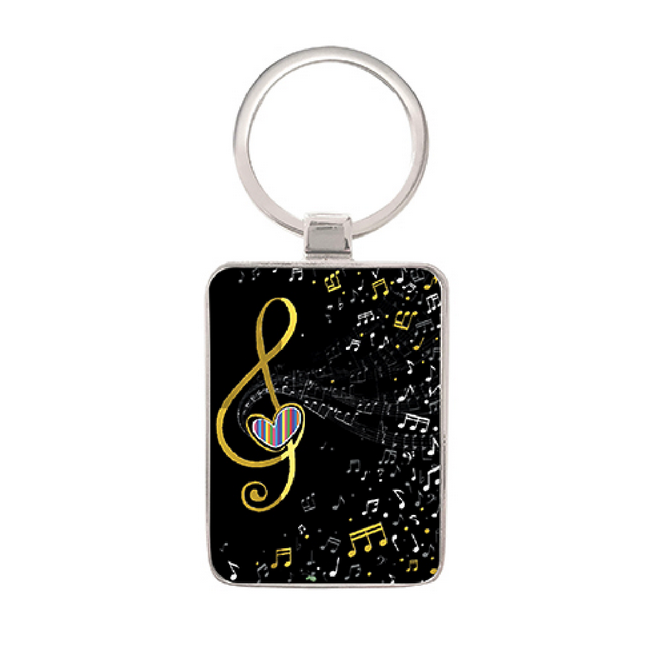 Porte Clés rectangle Bug Art Jewels Note de Musique, Kiub