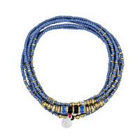 Collier et Bracelet 6 tours Ocean Slim Bleu, Têtes Blondes